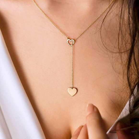 “Endless Love” Heart Lariat Minimalist Necklace - Picture 2 of 9